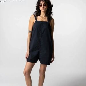 NWT Finisterre Black Hale Linen Playsuit Romper Women's Size 12 UK 16